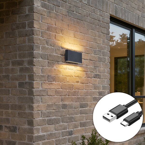 Nástěnná lampa černá magnetická vč. LED dobíjecí - Batt