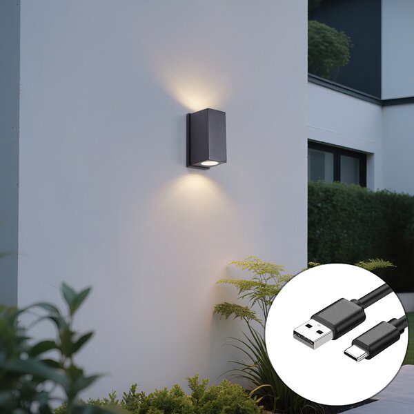 Nástěnná lampa černá magnetická vč. LED dobíjecí - Baleno