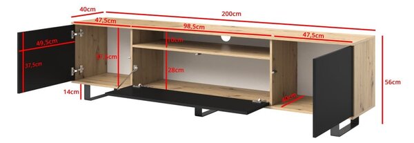 TV stolek Logan 200 - Bílá - 14 cm nožky