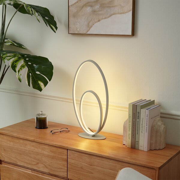 Designová stolní lampa béžová vč. LED 3-stupňové stmívání - Boomerang