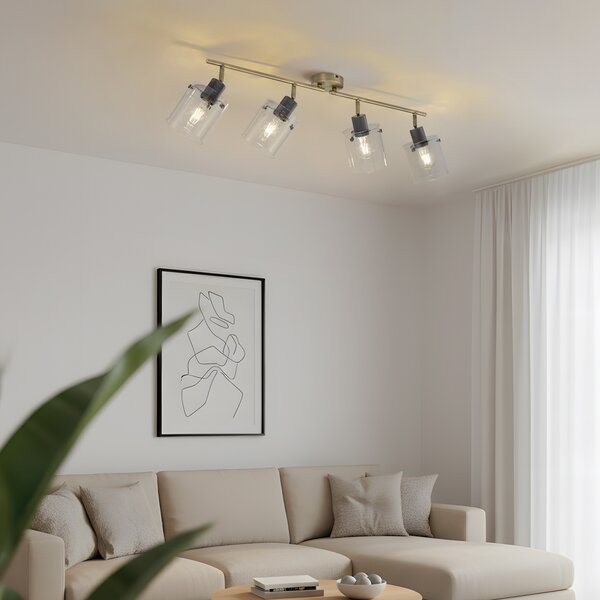 Designový stropní reflektor bronzový s čirým sklem 4-světla - Domo