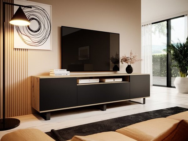 TV stolek Logan 200 - dub Artisan/Černá - 14 cm nožky