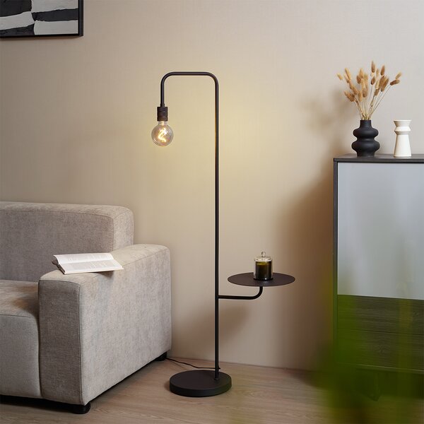 Moderní stojací lampa černá s kulatým stolem - Ostrich