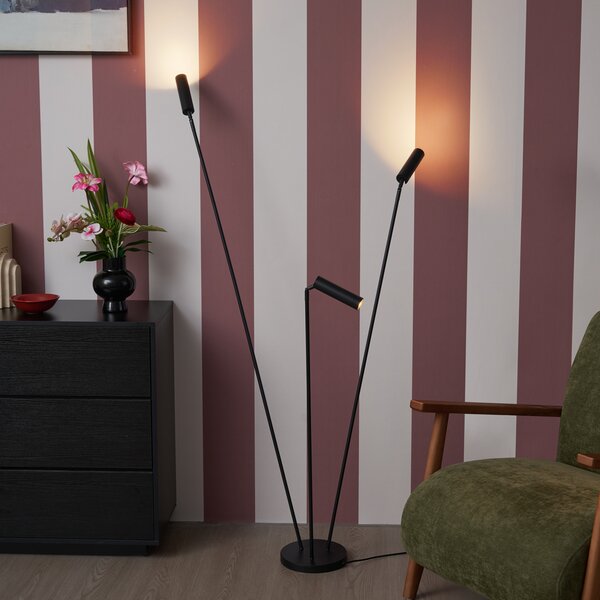Moderní stojací lampa černá 3-světla GU10 35mm - Thomas