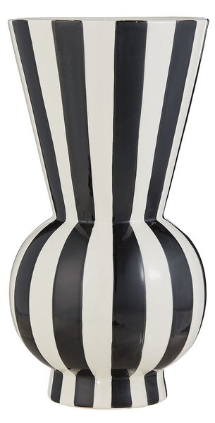 LYDIA Váza pruhy 30 cm - černá/bílá