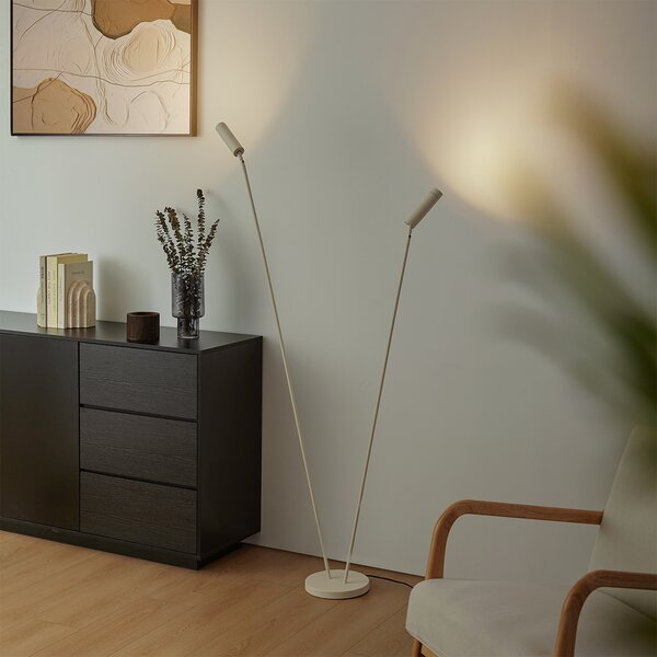 Moderní stojací lampa béžová 2-světla GU10 35mm - Thomas