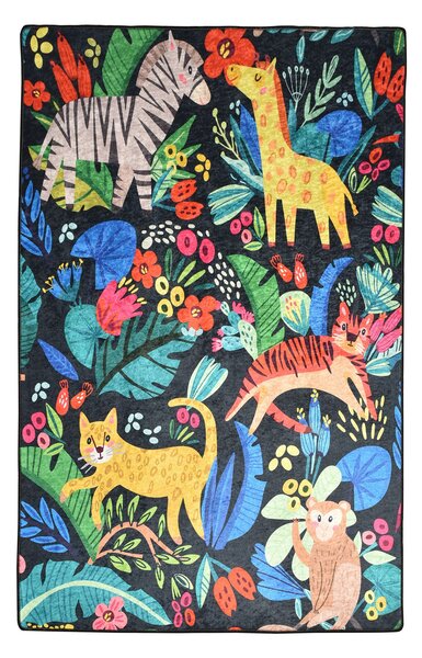 ASIR Dětský koberec(100 x 160 cm) ZOO černý