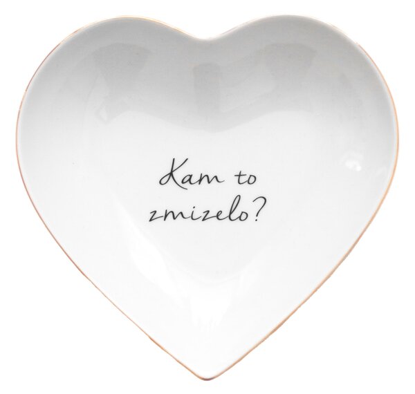 Porcelánový talířek ve tvaru srdce Kam to zmizelo? 16 cm