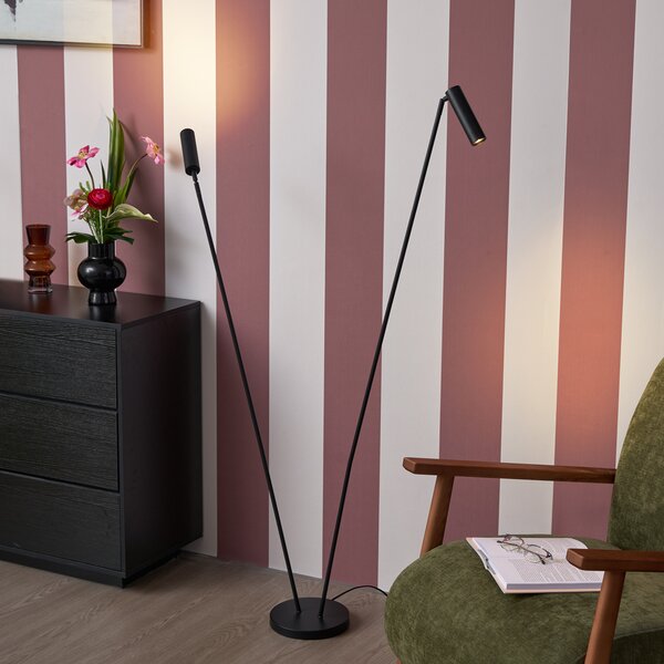 Moderní stojací lampa černá 2-světla GU10 35mm - Thomas