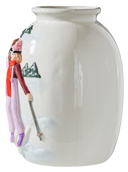 MOUNTAIN LODGE Váza lyžaři 18 cm - bílá