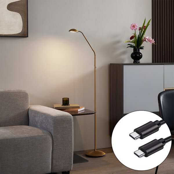 Moderní stojací lampa bronzová vč. LED 3-stupňové stmívatelné dobíjecí - Waldorf
