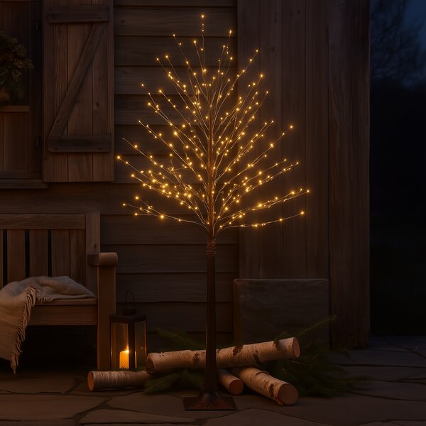 Vánoční stojací lampa hnědý strom 180 cm vč. LED s časovačem IP44 - Ki