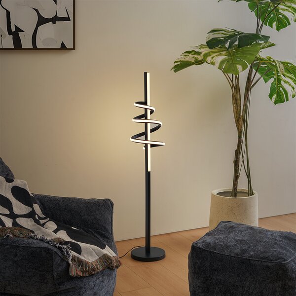Designová stojací lampa černá vč. stmívatelné LED a 3-cestného spínače - Rolla