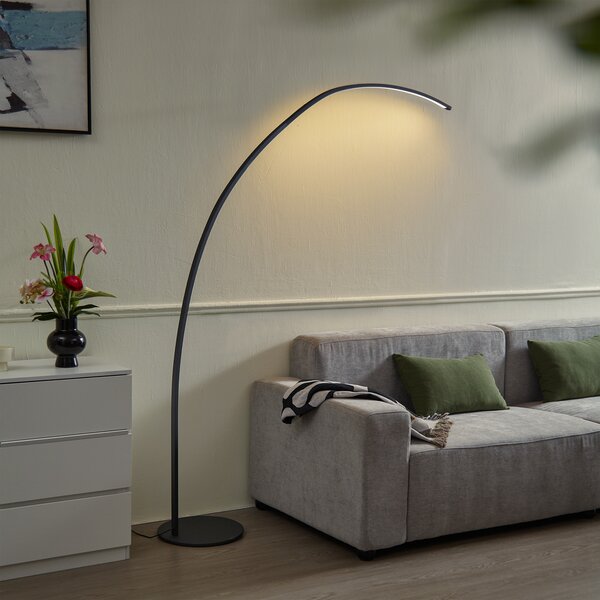 Moderní oblouková lampa černá vč. LED s dotykovým stmívačem - Arlow