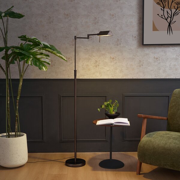 Designová stojací lampa tmavě bronzová vč. LED s dotykovým stmívačem - Notia