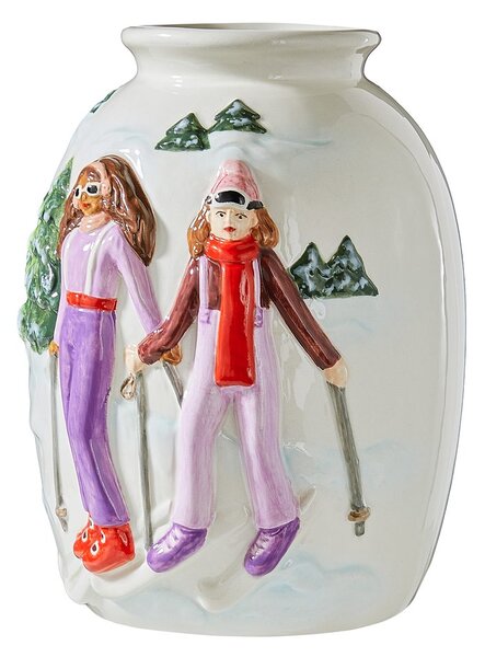 MOUNTAIN LODGE Váza lyžaři 18 cm - bílá