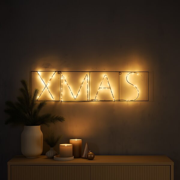 Vánoční nástěnná lampa černá XMAS vč. LED s časovačem IP44 - Yoro