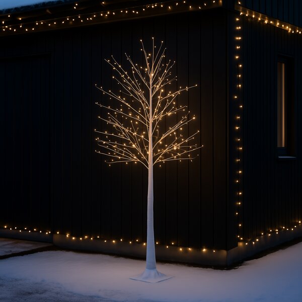 Vánoční stojací lampa bílý strom 180 cm vč. LED s časovačem IP44 - Ki