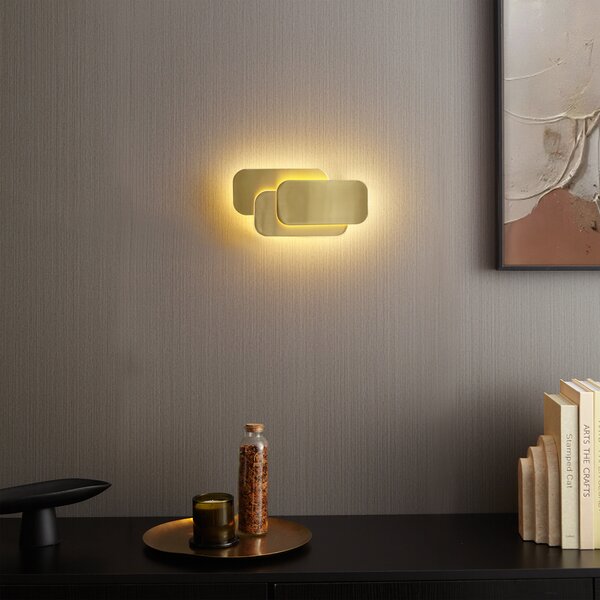 Moderní nástěnné svítidlo mosazné vč. LED s 3-stupňovým stmíváním - Dias