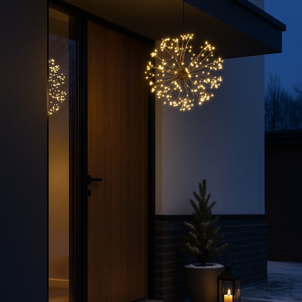 Vánoční závěsné svítidlo Koule černá 40cm vč. LED s časovačem IP44 - Nobu