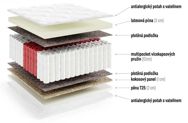 Taštičková matrace Zoe Plus - výška 19 cm 90x200, Výška matrace: 19 cm