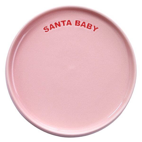 GOOD VIBES Talíř "Santa Baby" 15 cm - růžová
