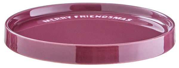 GOOD VIBES Talíř "Merry Friendsmas" 15 cm - bordó