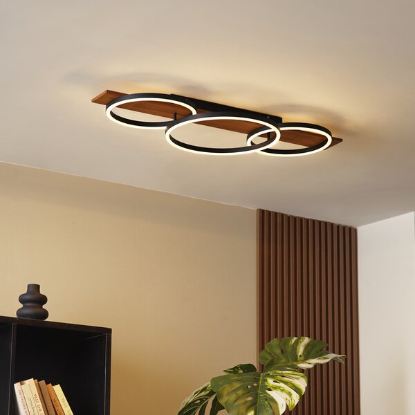 Designové stropní svítidlo černé kulaté vč. LED s 3-stupňovým stmíváním - Nimue