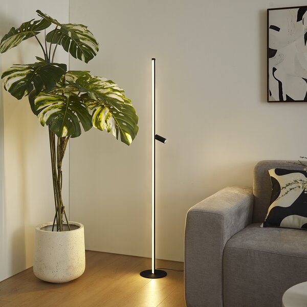 Designová stojací lampa černá s lampičkou na čtení vč. LED s dotykovým stmívačem - Throttle