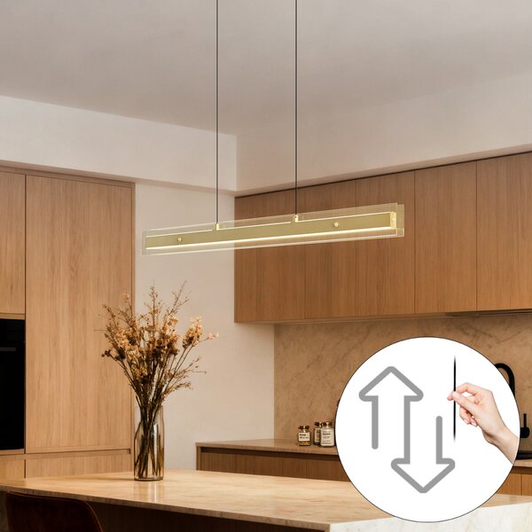 Moderní závěsné svítidlo mosazné s čirým sklem vč. LED Easylift - Catch