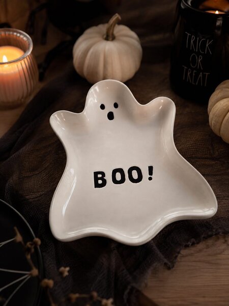 HALLOWEEN Dekorační talíř duch 36 cm - bílá