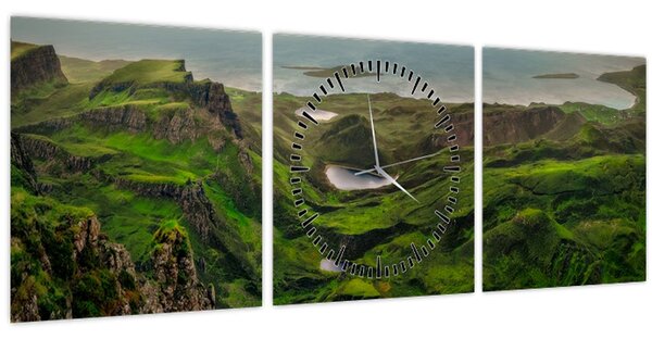 Obraz - Quiraing, Skotsko (s hodinami) (90x30 cm)