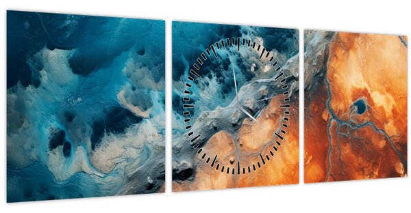Obraz - Voda a oheň (s hodinami) (90x30 cm)