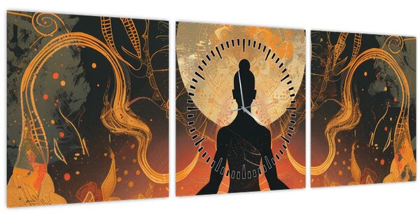 Obraz - Meditace (s hodinami) (90x30 cm)