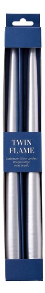 TWIN FLAME Sada svíček 2 ks 31 cm - stříbrná