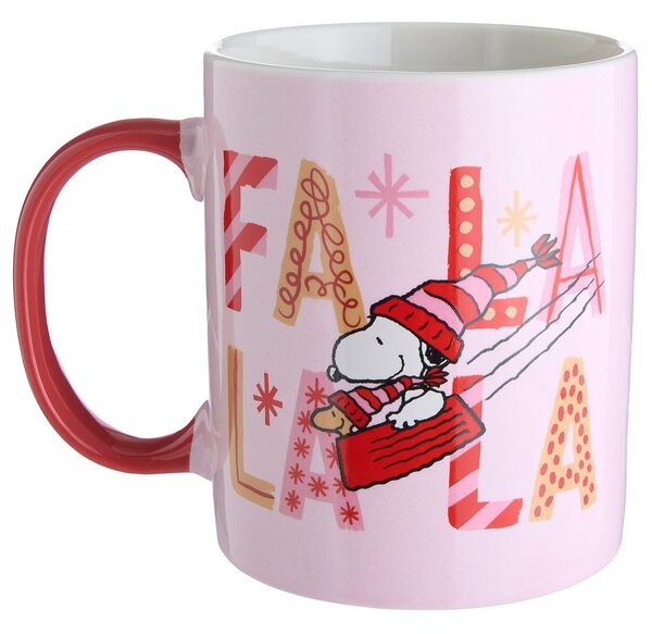 PEANUTS Hrnek "FaLaLaLa" 380 ml - sv. růžová
