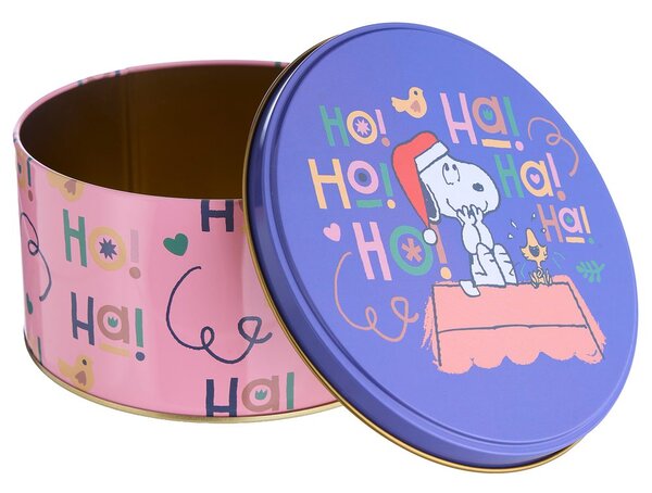 PEANUTS Dóza kulatá "HoHoHo" 13,5 cm - růžová/modrá