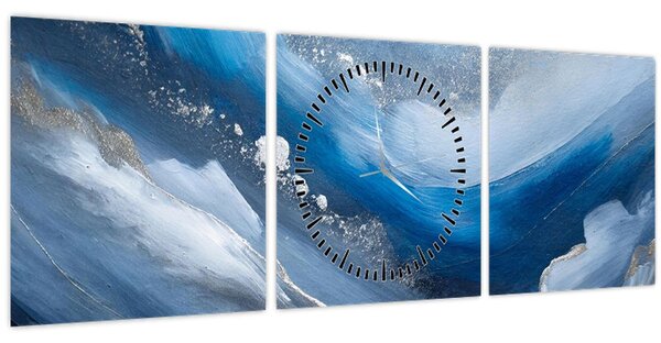 Obraz - Abstrakce oceánu (s hodinami) (90x30 cm)