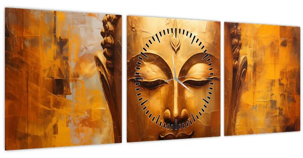 Obraz - Buddha, olejomalba (s hodinami) (90x30 cm)