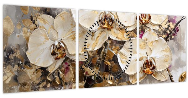 Obraz - Orchideje (s hodinami) (90x30 cm)