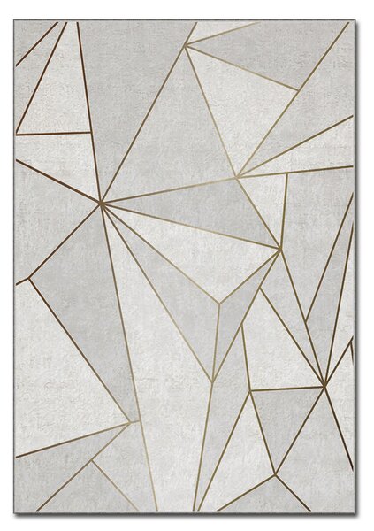 ASIR Koberec(100 x 180 cm) ASR CRPT-106 bílý a zlatý geometrický vzor