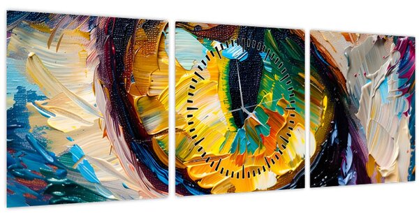 Obraz - Malba kočičího oka (s hodinami) (90x30 cm)