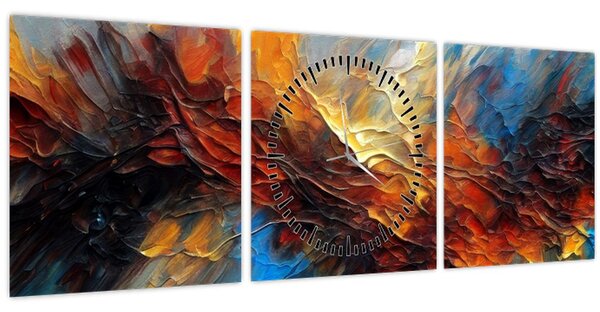 Obraz - Barevná textura (s hodinami) (90x30 cm)