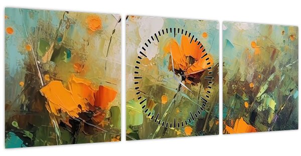 Obraz - Kvítí (s hodinami) (90x30 cm)