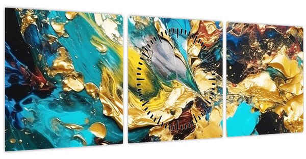 Obraz - Texturovaná olejomalba (s hodinami) (90x30 cm)