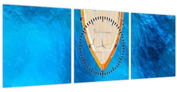 Obraz - Letní loď (s hodinami) (90x30 cm)