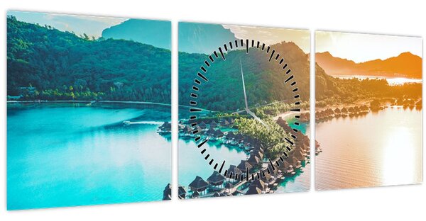 Obraz - Bora Bora (s hodinami) (90x30 cm)