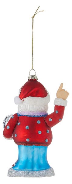 HANG ON Skleněná ozdoba Santa a disko