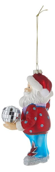 HANG ON Skleněná ozdoba Santa a disko