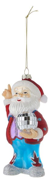 HANG ON Skleněná ozdoba Santa a disko